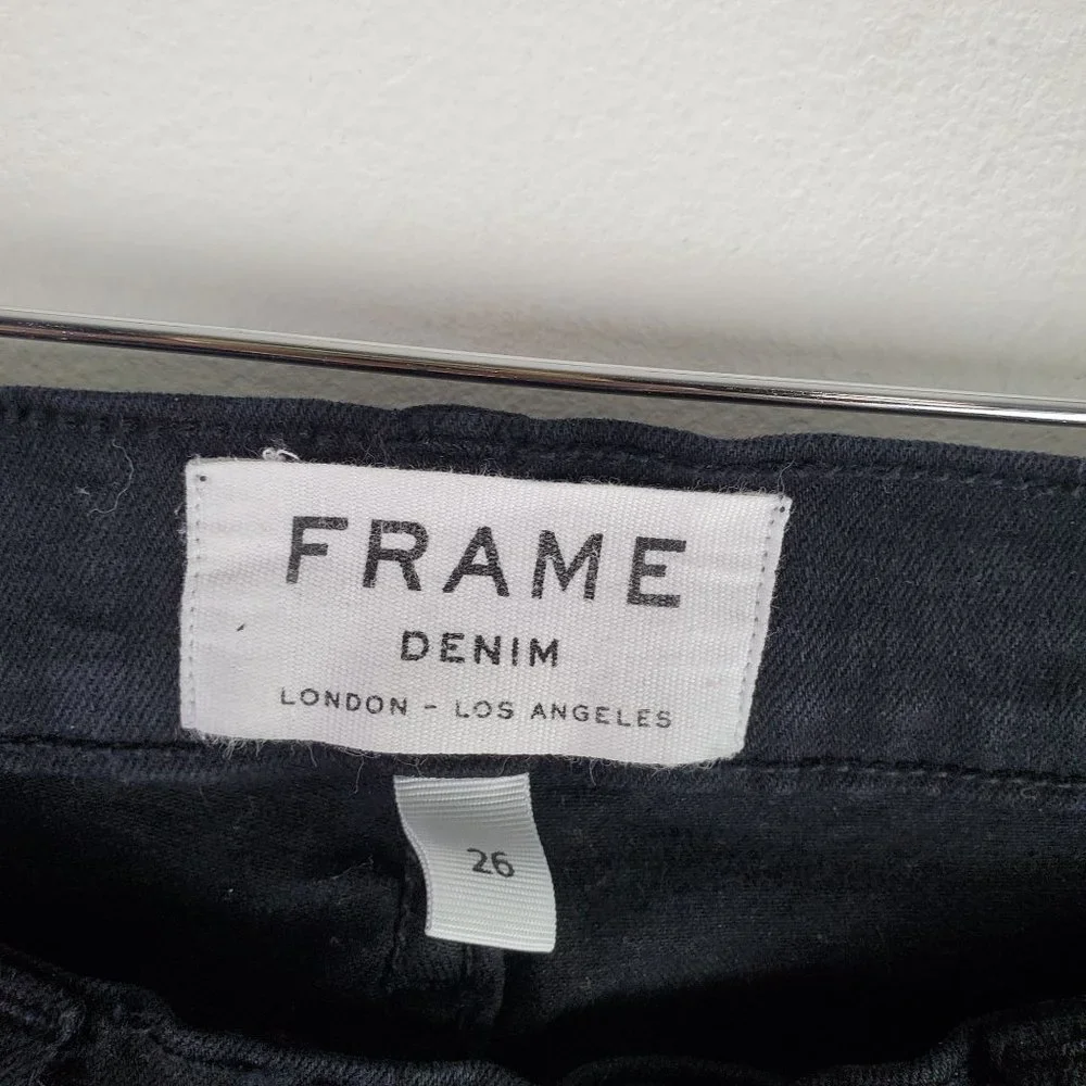 Frame Le Skinny De Jeanne Black Distressed Ripped Jeans, 26 - Picture 11 of 11